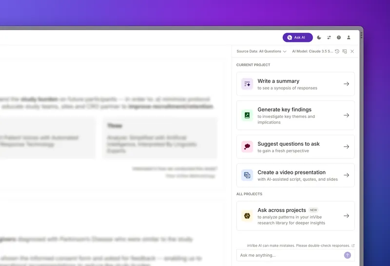 AI Chat interface showing conversation analysis