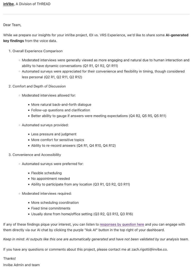 inFlight 4: Key Findings email template