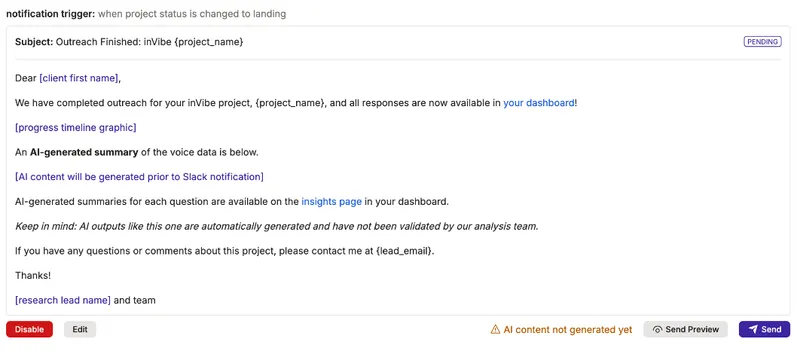 Admin interface showing AI content warning