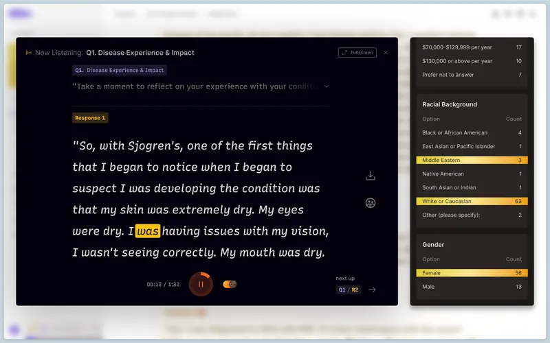 Response navigation and listening features