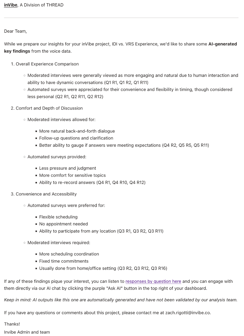 inFlight 4: Key Findings email template