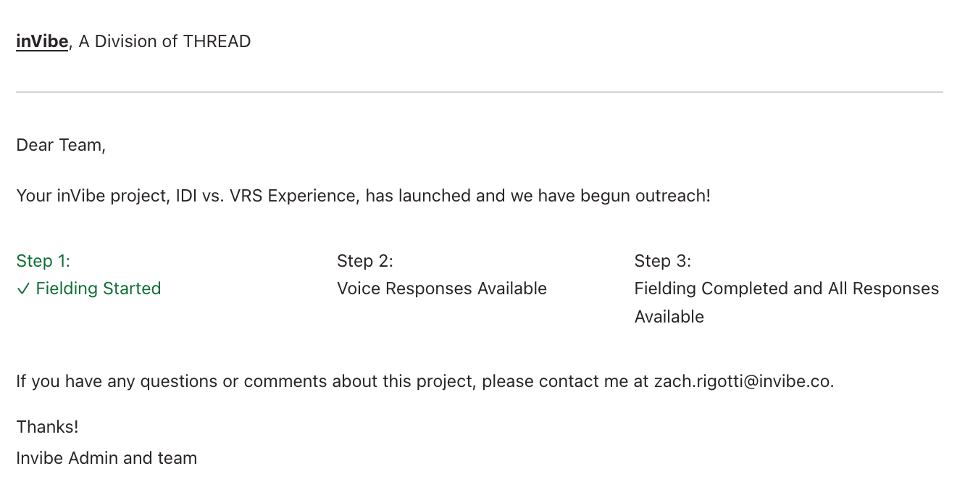 inFlight 1: Fielding Started email template