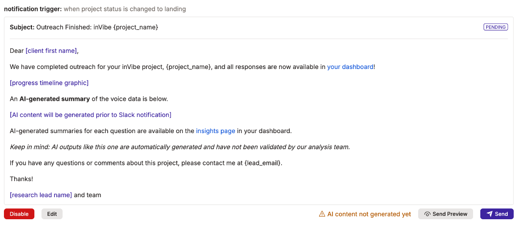 Admin interface showing AI content warning